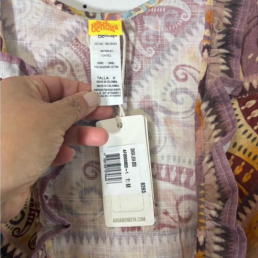 NWT Agua Bendita Zendaya Leva Cotton Ethnic Aztec Multicolor Romper Size Medium - Picture 7 of 11
